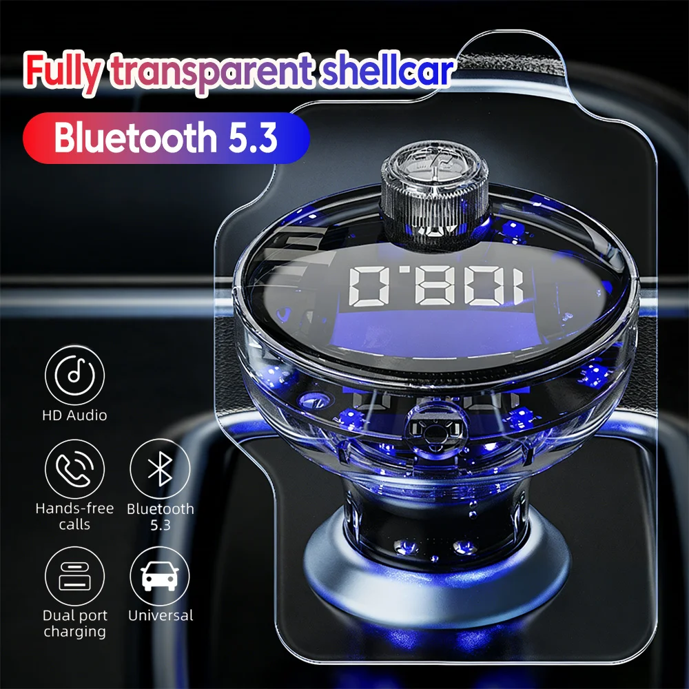 Bluetooth 5.3 FM Transmitter USB Type-C Dual Car Charger Han
