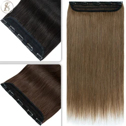 TESS Human Hair 5 Clips Hairpiece Clip In Hair Extensions 8-24Inch Thick 60-105g Natural Extension Hair Clip Full Head Hairpiece