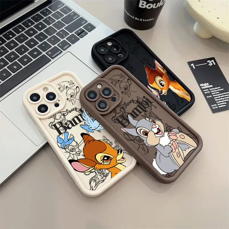 Милый мультяшный чехол с Бэмби для Samsung S26 S25 S24 S23 S22 S21 S20 M16 Note 20 FE Plus Ultra 4G 5G, мягкий силиконовый чехол из ТПУ