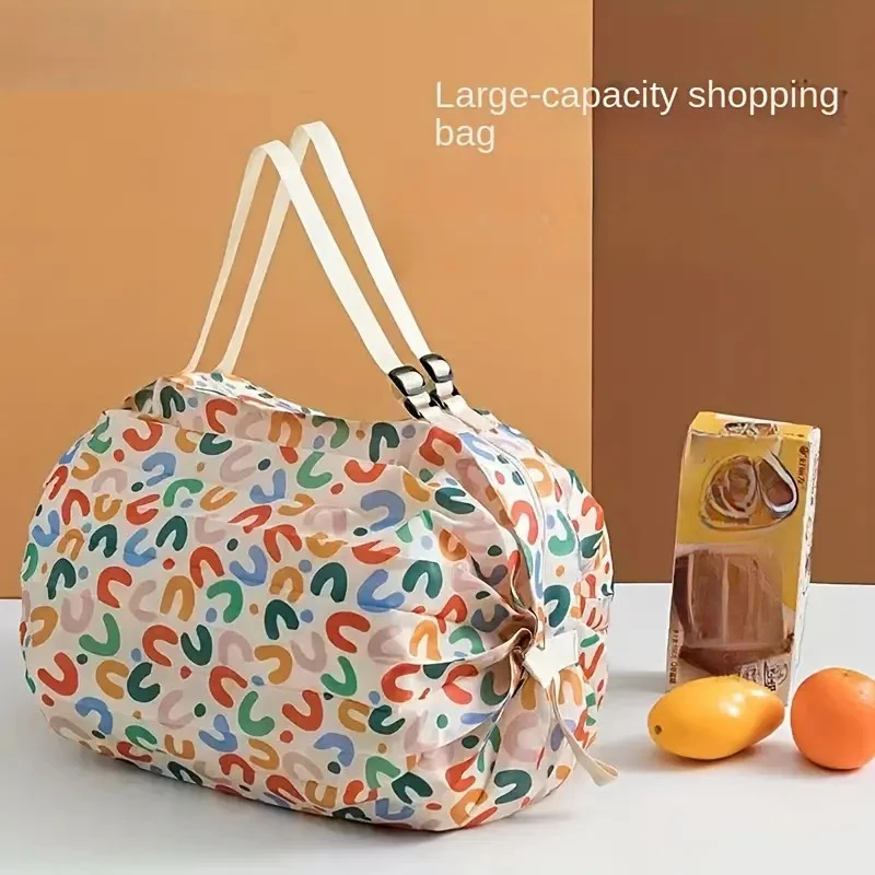 Foldable Large Capacity Shopping Bag Portable Shoulder Tote Reusable Grocery Travel Storage For Daily Supermarket Outdoor Use