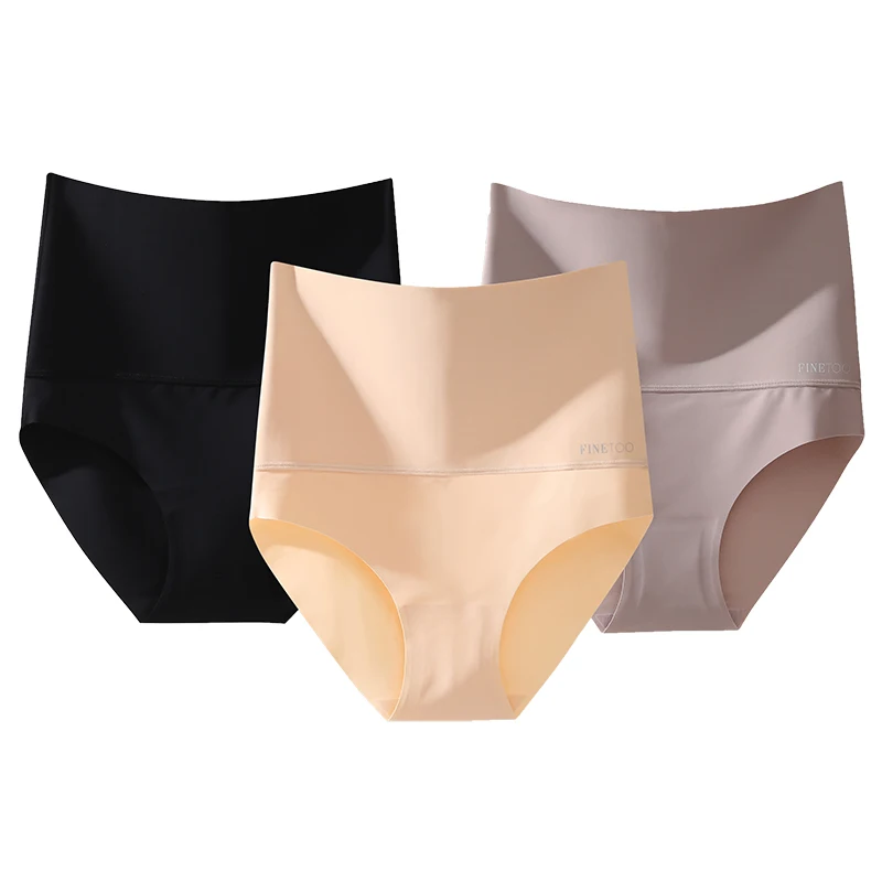 3pcs High Waisted Solid Panties For Women Soft Tummy Control Underwear High Stretch Women Panties Seamless and Sexy Lingeries