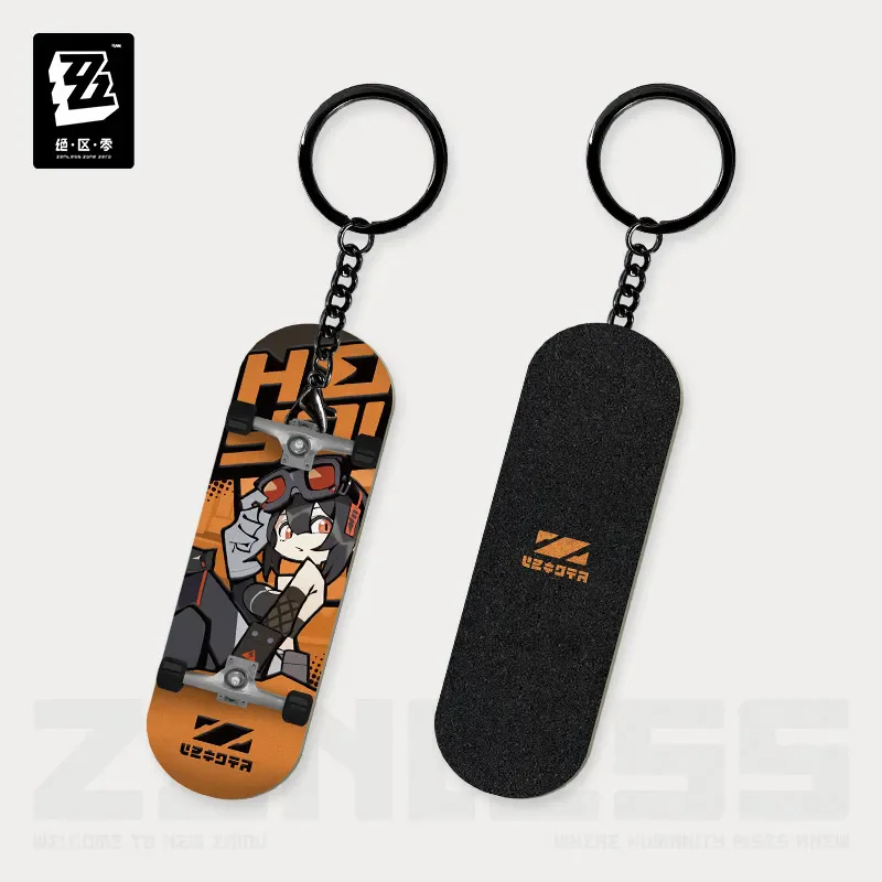 أنيمي Zenless Zone Zero Official Merch miHoYo الأصلي Eridu الإصبع لوح التزلج قلادة مفتاح مشبك Belobog الصناعات الثقيلة