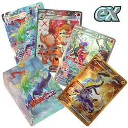 Holográfica Carta Inglesa Pokemon Cards, Escarlate, Violeta, EX Vstar, Arco-íris, Arceus, Cartão Comercial Brilhante, Presente Infantil, 60 Pcs, 100Pcs