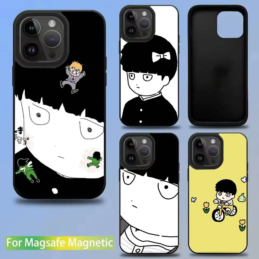 

Mob Psycho 100 Anime Phone Case For iPhone 16,15,14,13,12,11,Pro,Max,Plus,Mini,SE New Magsafe Magnetic Wireless Charging
