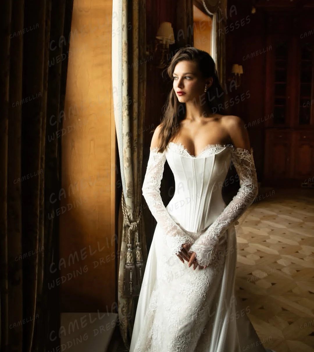 فساتين زفاف حورية البحر بسيطة للنساء زي العرائس مثير سويب تراين عاري الكتفين فيستدوس دي نوفيا رسمي 2026 حفلة مخصصة #4