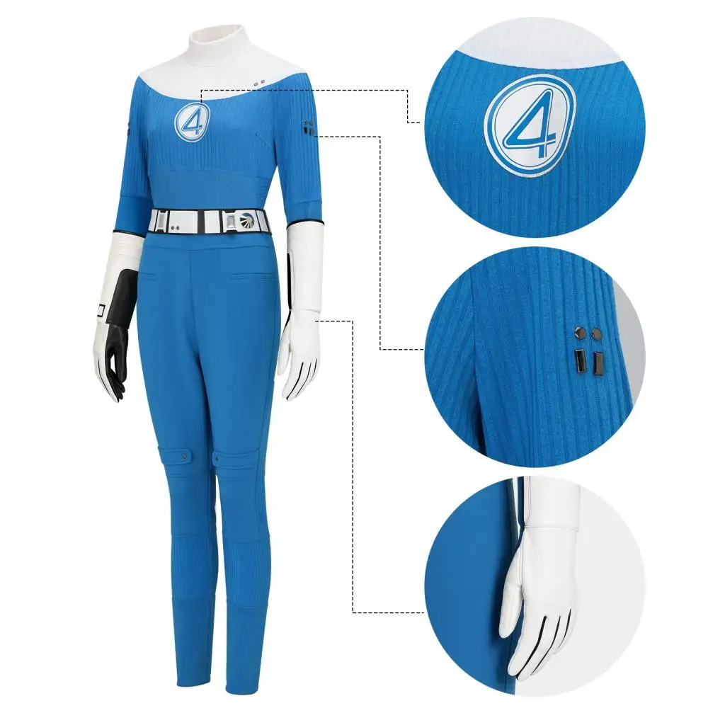 Movie Sue Storm Cosplay Costume Women Suit Halloween Fantastic Superhero Party Outfits