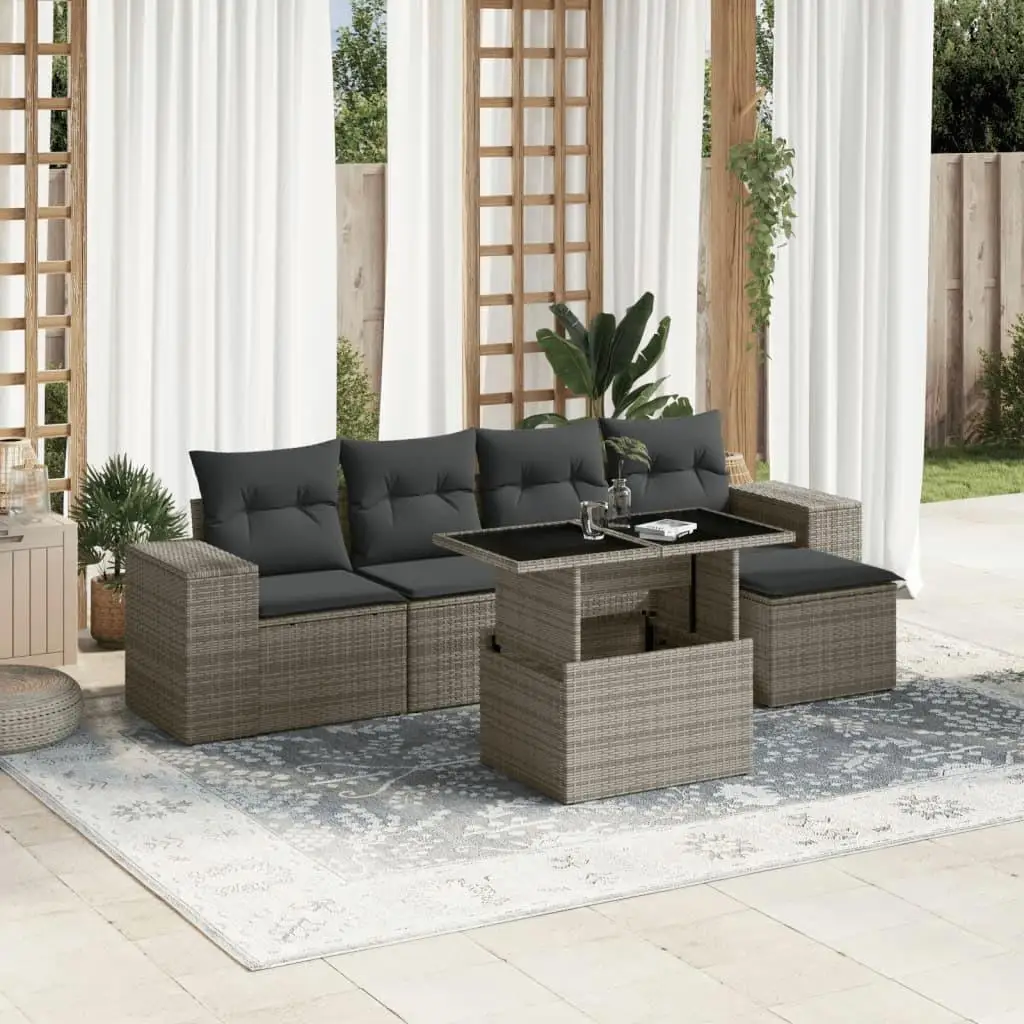 

Comfortable Grey PE Rattan Garden Sofa Set with Powder Coated Steel Frame and Tempered Glass Table for Outdoor Patio Furniture