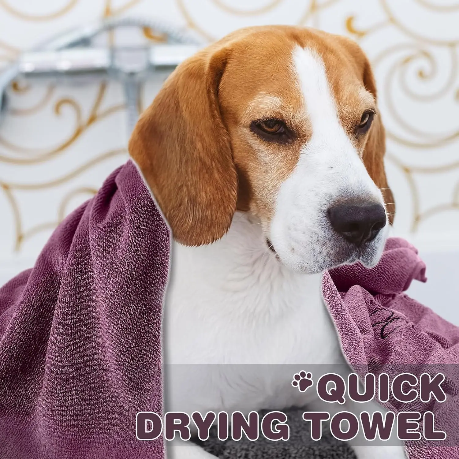 Super Absorbent Pet Towel, Microfiber for Quick Drying. Reduces Blow Dry Time, 19x18cm