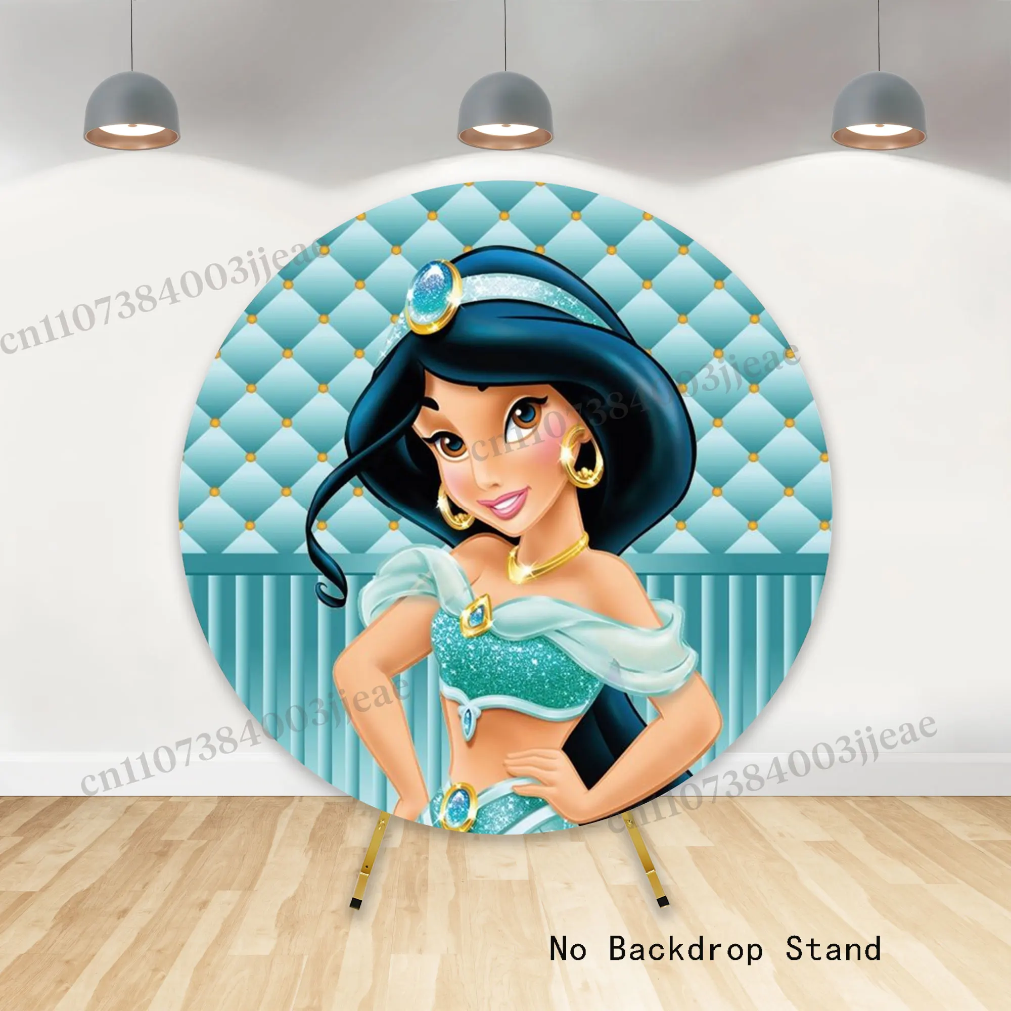Round Aladdin Jasmine Backdrop Girls Children Birthday Party Circle Cylinder Background Princess Photo Covers Decorations Props view 2