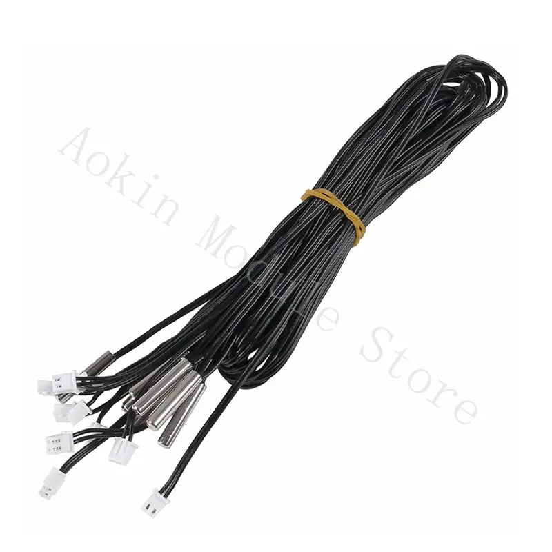 10Pcs 1M NTC 10K 3950 Ohm Waterproof Temperature Sensor Probe Stainless Digital Thermal Sensor Probe Cable