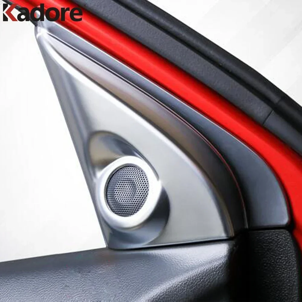For Mitsubishi Outlander 2016-2020 Carbon Fiber A Pillar Triangle Audio Stereo Speaker Bezels Covers Car Interior Accessories