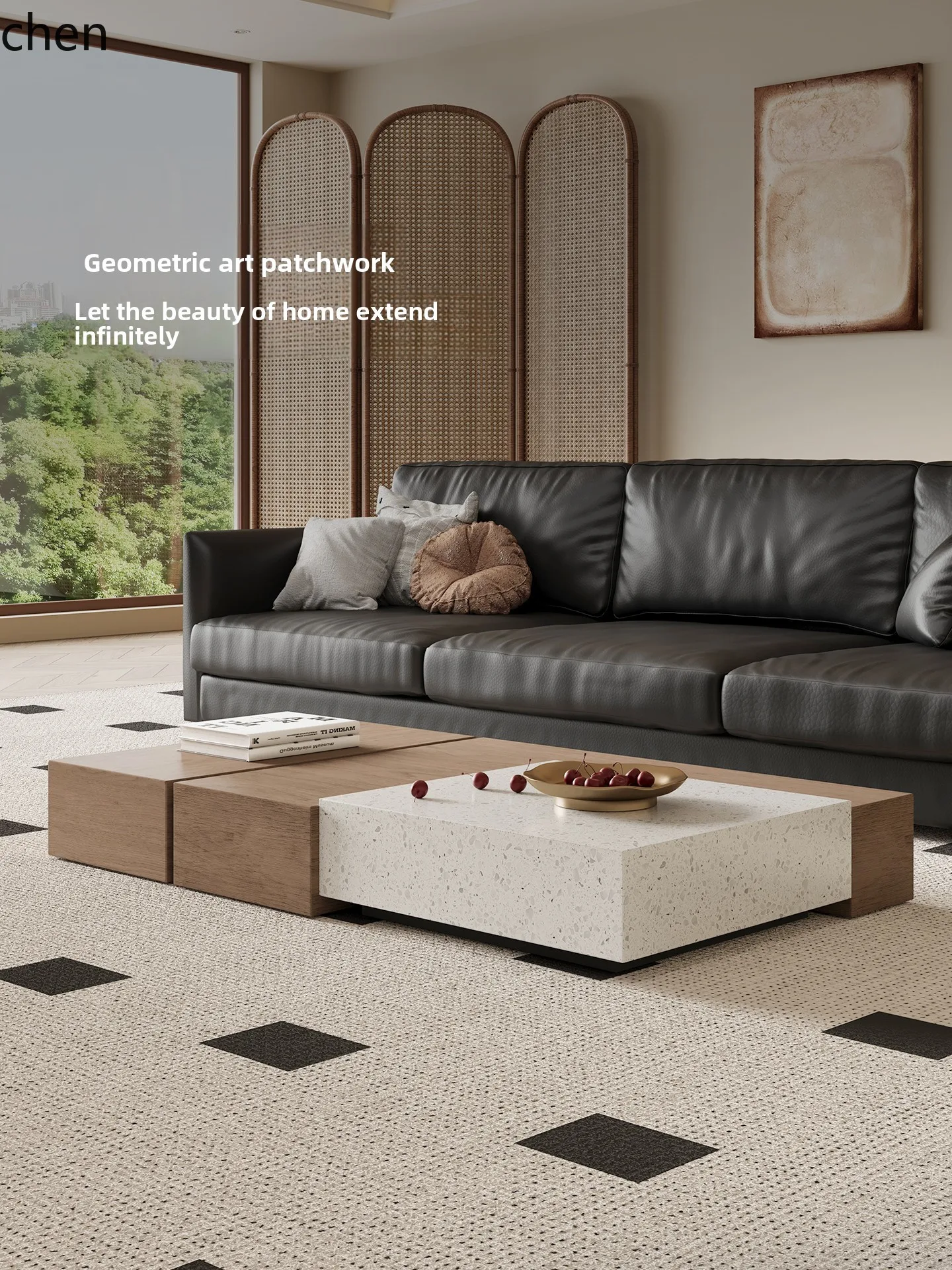 HXL Coffee Table Living Room Marble Terrazzo High-End Coffee Table Set