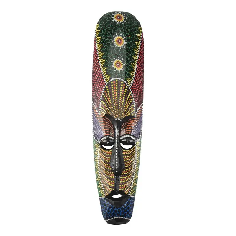 SDFC-Wooden Mask Wall Hanging Solid Wood Carving Painted Facebook Wall Decor Bar Home Decorations African Totem Mask Crafts
