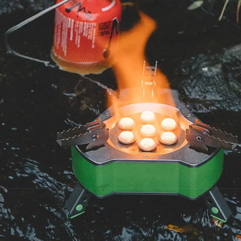 Cuisinière à gaz fendue portable, four 7 étoiles, réchaud durable, extérieur, décontracté, feu sauvage, Butane, vequefaction