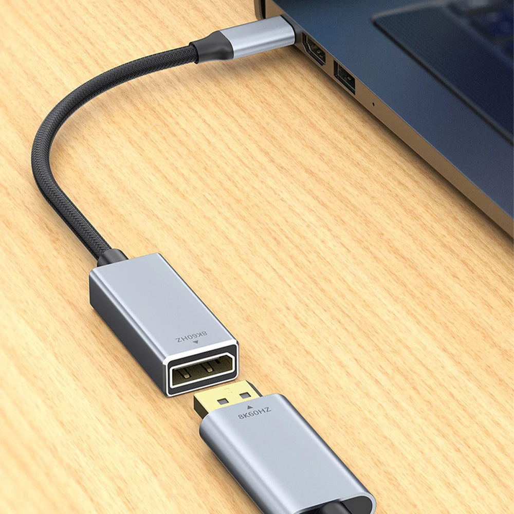 FSU USB 3.1 Type C To Displayport 8K@60Hz DP 1.4 Braid Cable 4K 144Hz HDR USB C Display Port Video Adapter for MacBook Pro Air