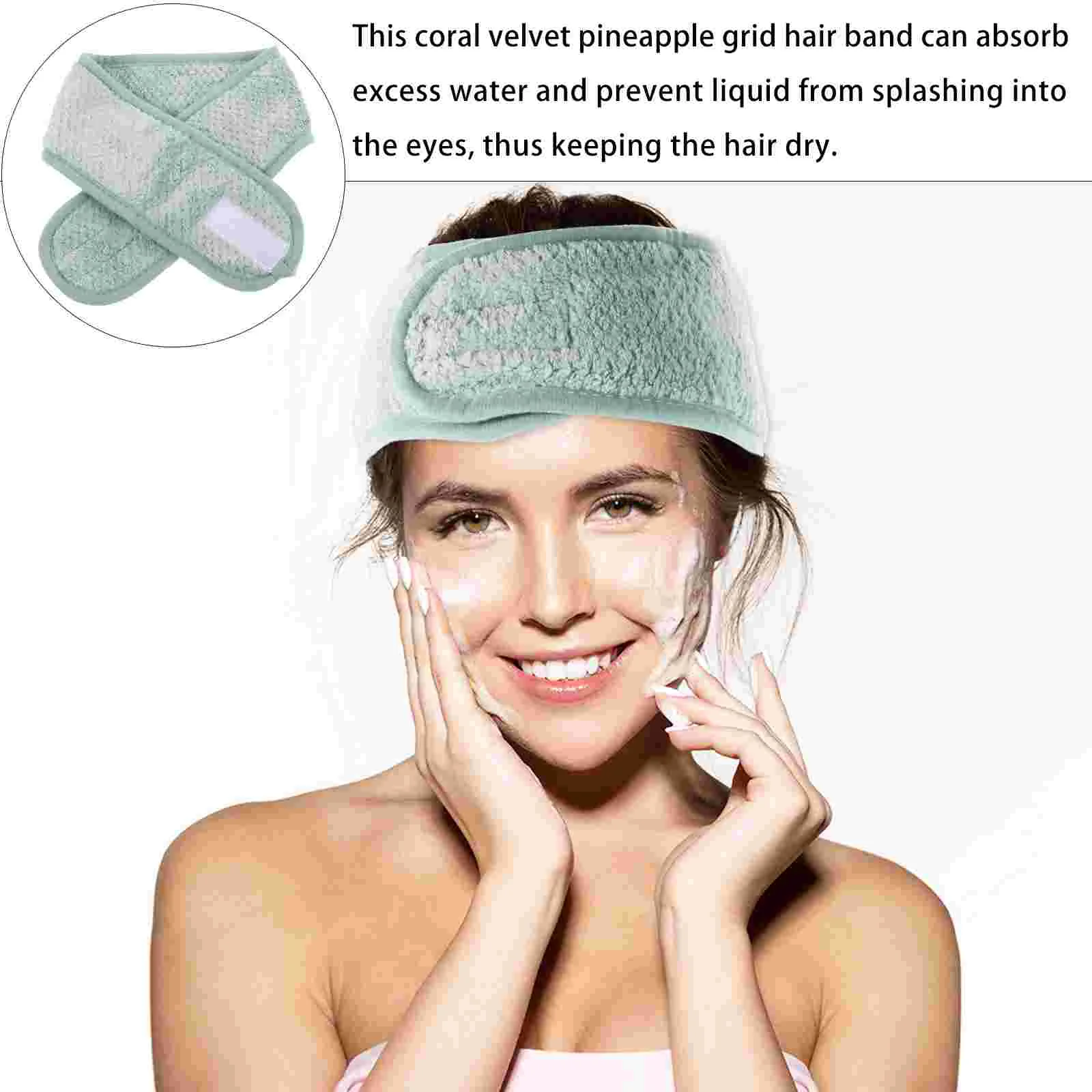 2 Pcs Hair Bands Pineapple Check Headband Makeup Bath Absorb Water Women Hairband Green Face Wash Miss