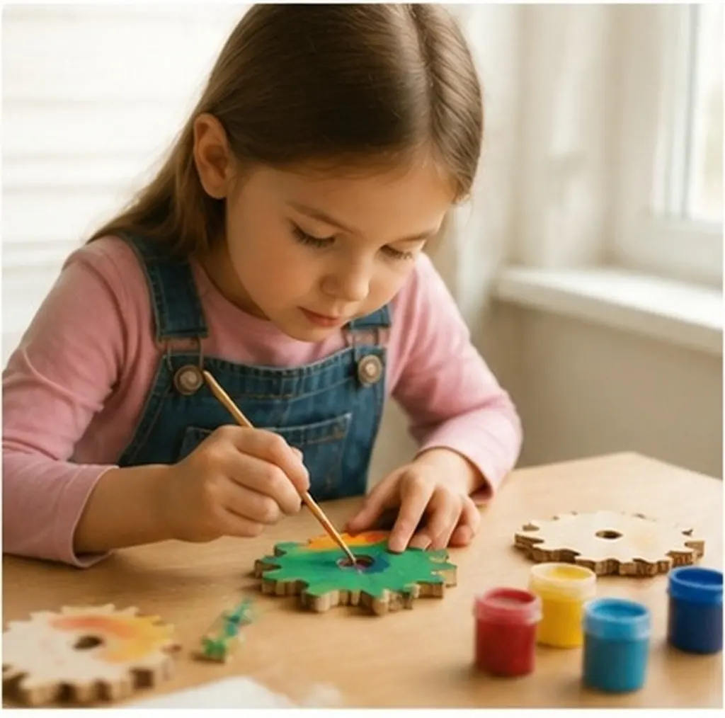 20Pcs Wood Gear Cutouts Unfinished Blank Wooden Slices DIY Painting Crafts Home Decor Creative Wooden Ornaments for Kids