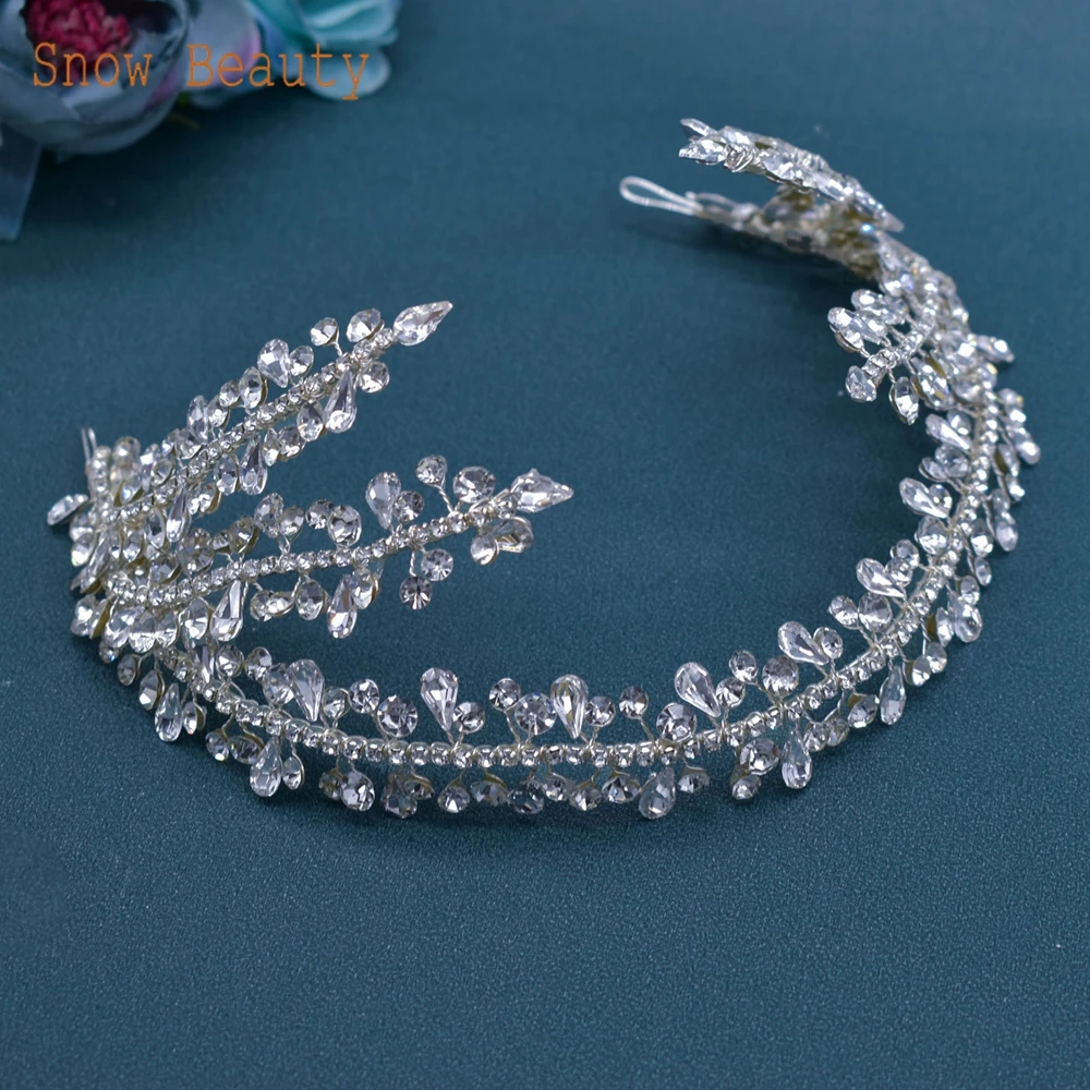 DZ035 Rhinestone Bridal Headpiece Handmade Wedding Hair Accessories Party Jewelry Headband for Women Tiara Girls Headdress