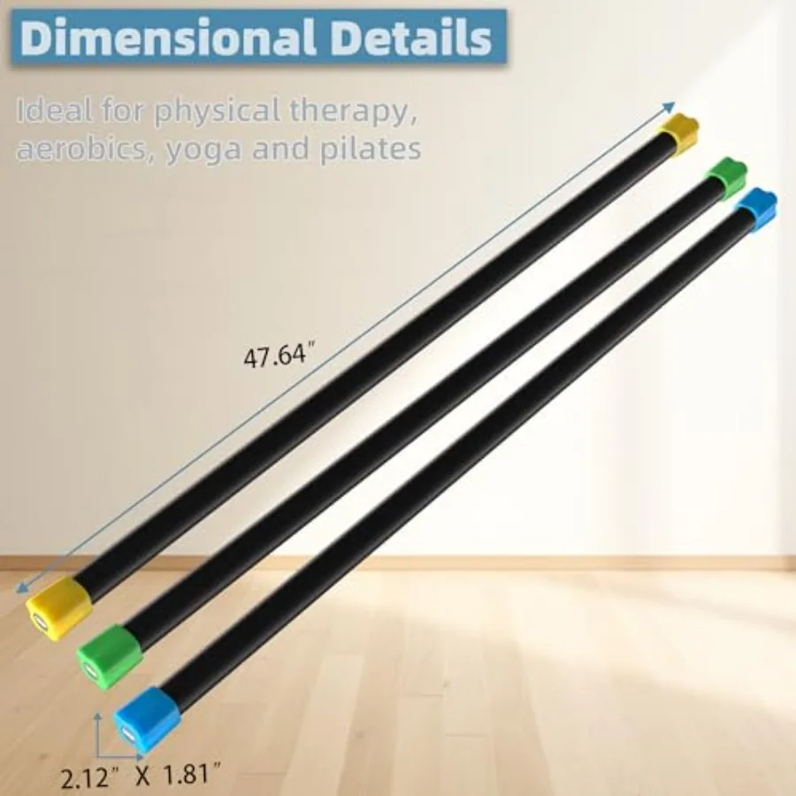 Fitvids Total Body Workout Weighted Bar Set of 3 Including 10 15 and 20LBS for Full-Body Strength Training Resistance Exercises