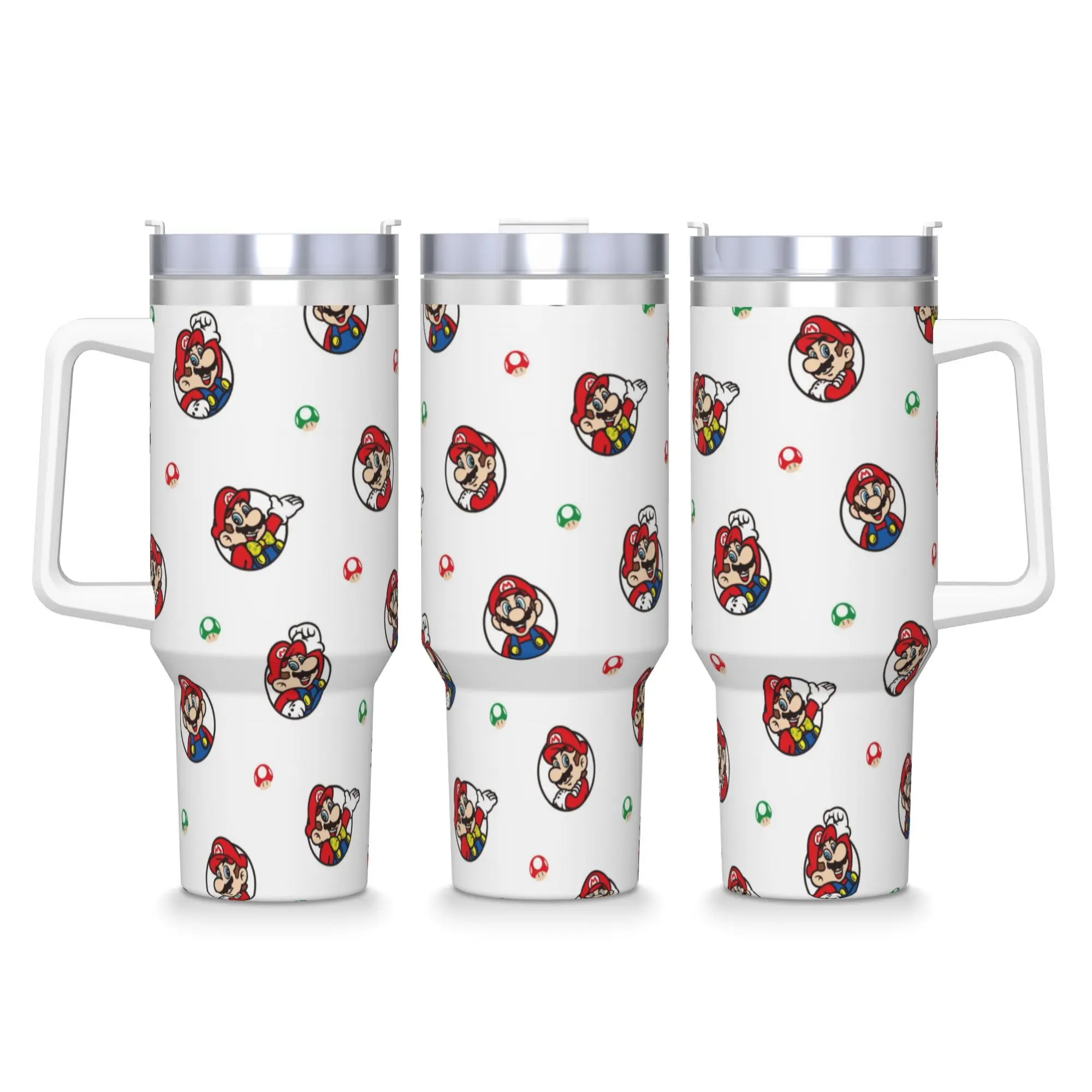

Stainless Steel Tumbler Super Mario Car Mugs With Straws Beach Cold and Hot Water Bottle Heat Preservation Large Capacity Cups
