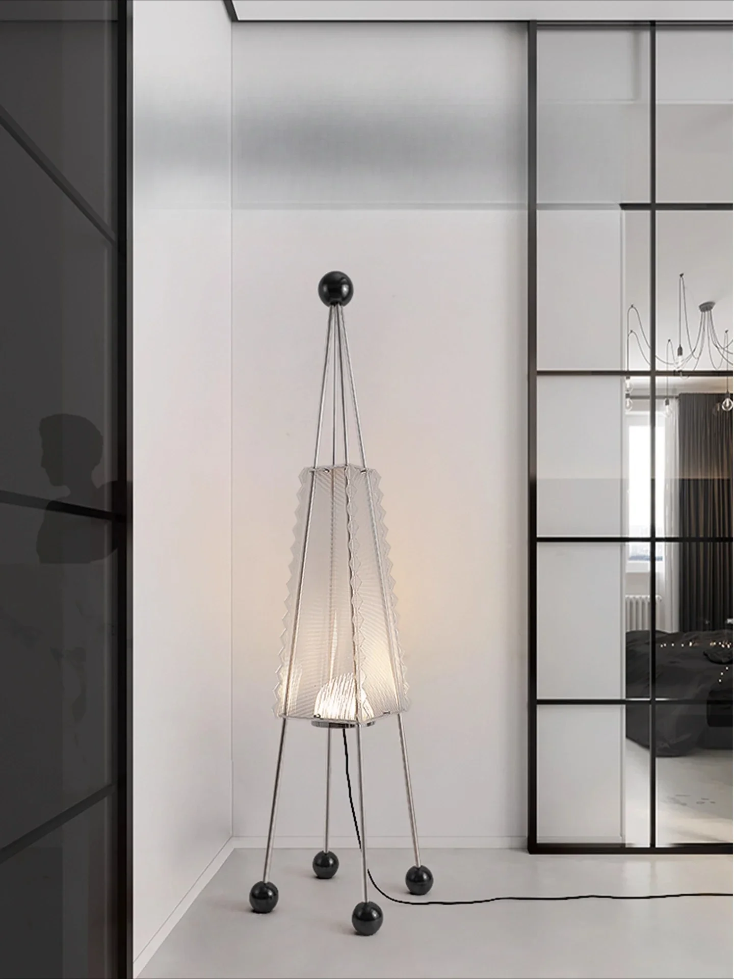 Designer decorative floor lamp, minimalist pagoda, light and shadow art lamp, living room, study, advanced sense