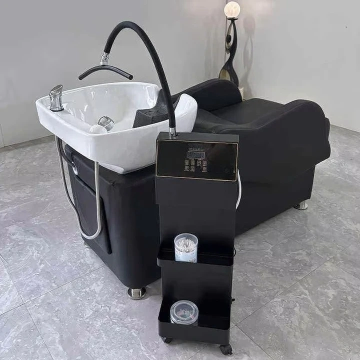 Vertical Hair Salon Washing Water Circulating Shampoo Basin Scalp Care Equipment Adjustable Salon Furniture on Wheels