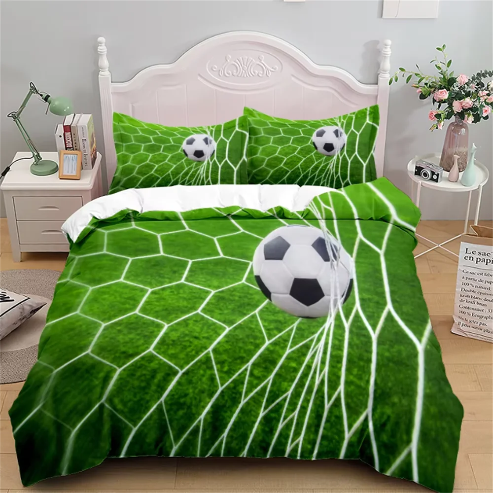 Football Duvet Cover Set 3D Soccer Printed Boys Teens Bedding Set Sports Theme Double Queen King Size 2/3pcs Comforter Cover