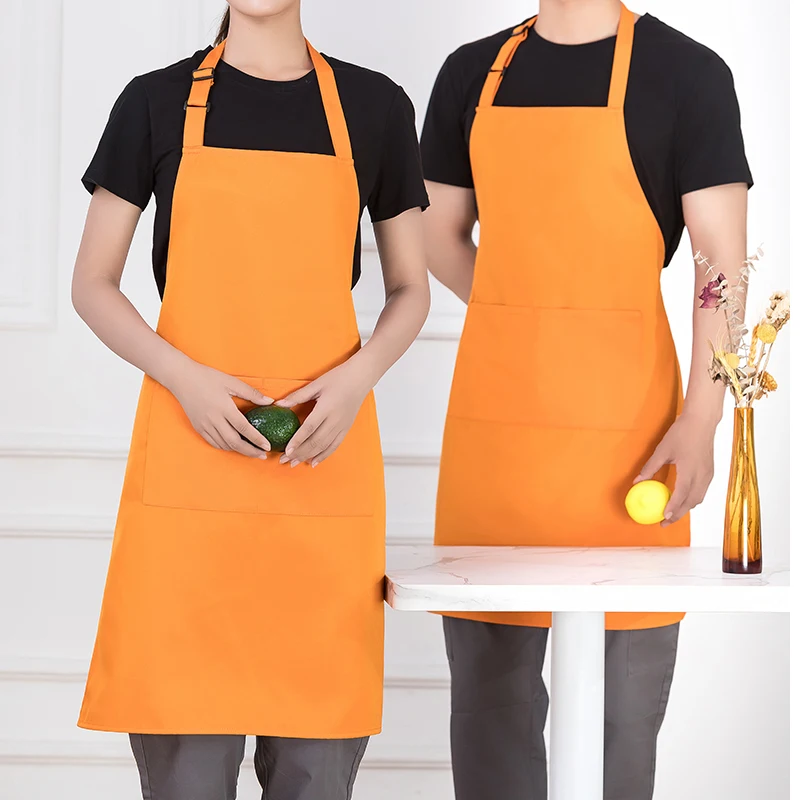 Adjustable Bib Apron with Pockets Cooking Kitchen Cotton Aprons for Women Men Chef Apron with Custom Logo Service