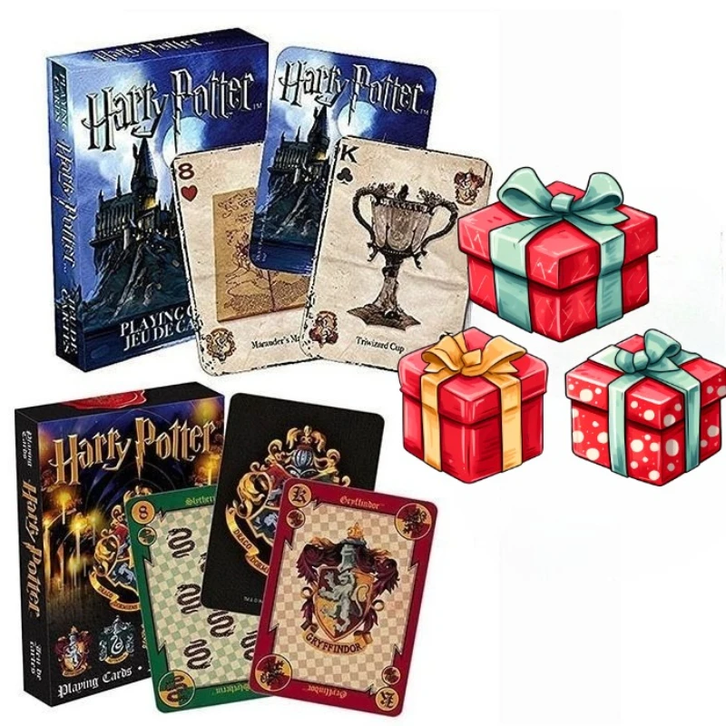 Cartas de Juego con el Escudo y el Castillo de Hogwarts de Harry Potter, Juego de Mesa de Póker para Fans