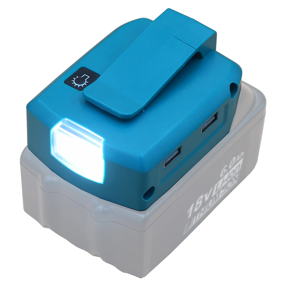 For Makita ADP05 14.4V/18V Lion Battery Dual USB converter Port with LED Light Spotlight Outdoor Flashlight for Makita Batteries