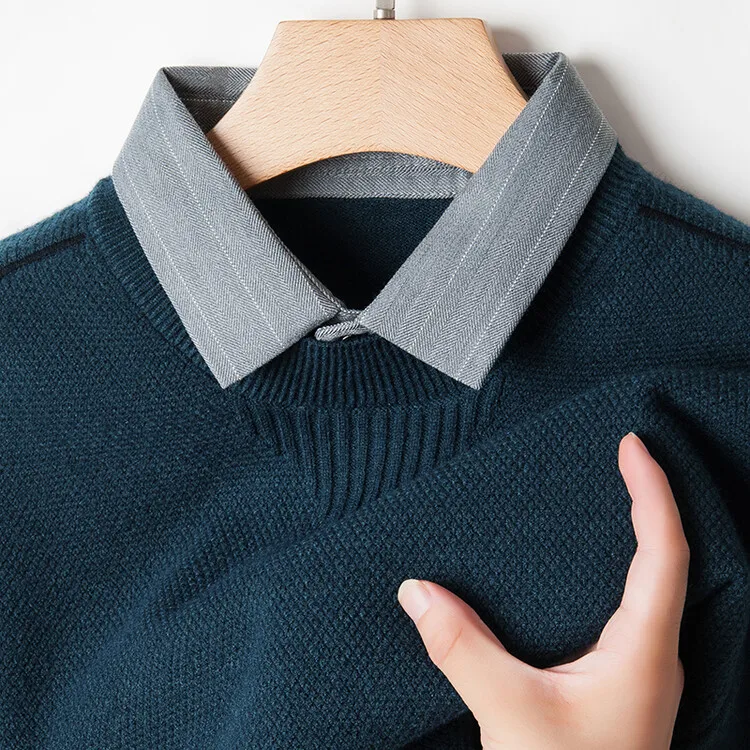 Men's solid color sweater, stretchy and warm for autumn, suitable for business casual daily commute M294