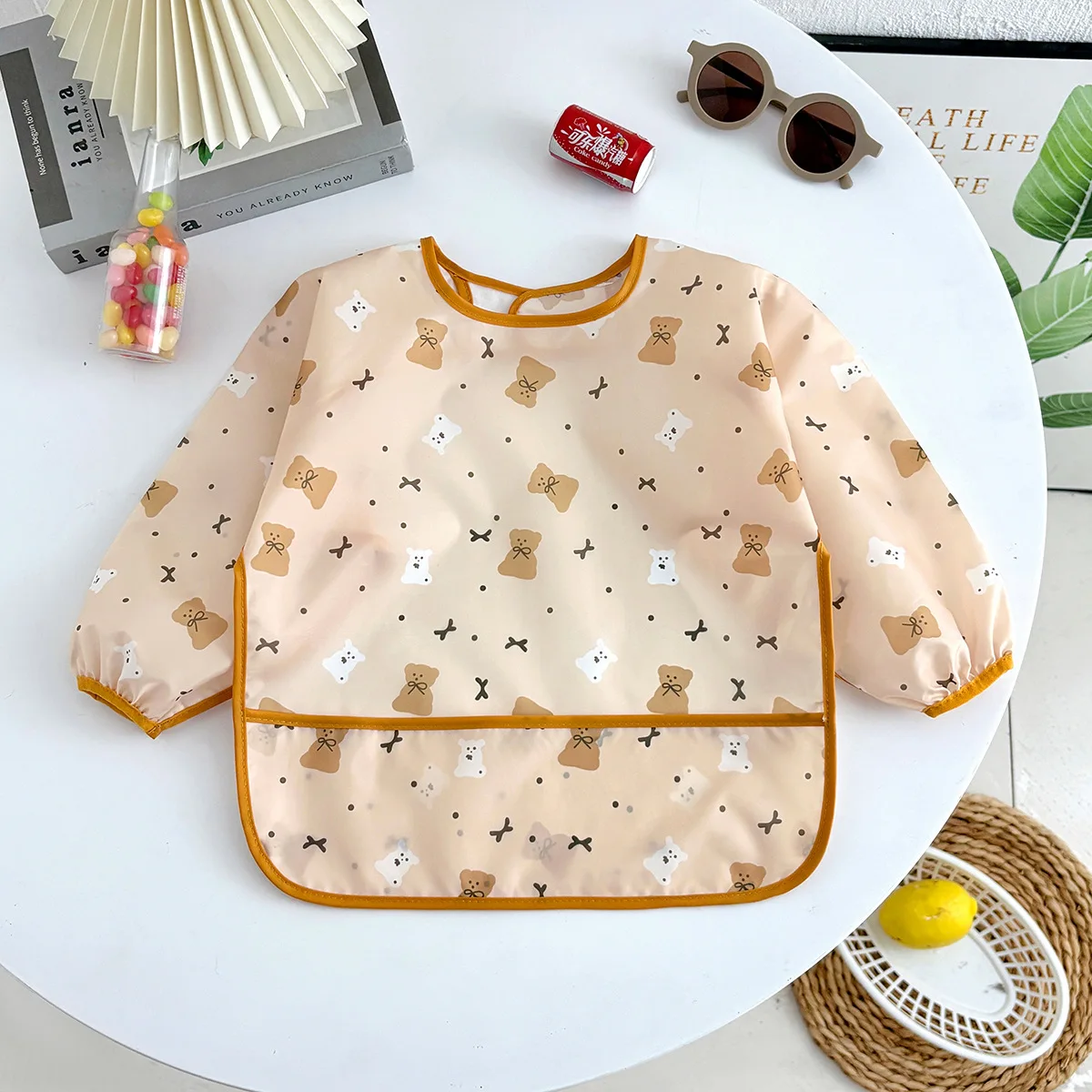 New Baby Bibs Cute Colorful Cartoon Waterproof Bib Infant Eating Children Drawing Long Sleeve Apron Self Feeding Baby 0-3 Years