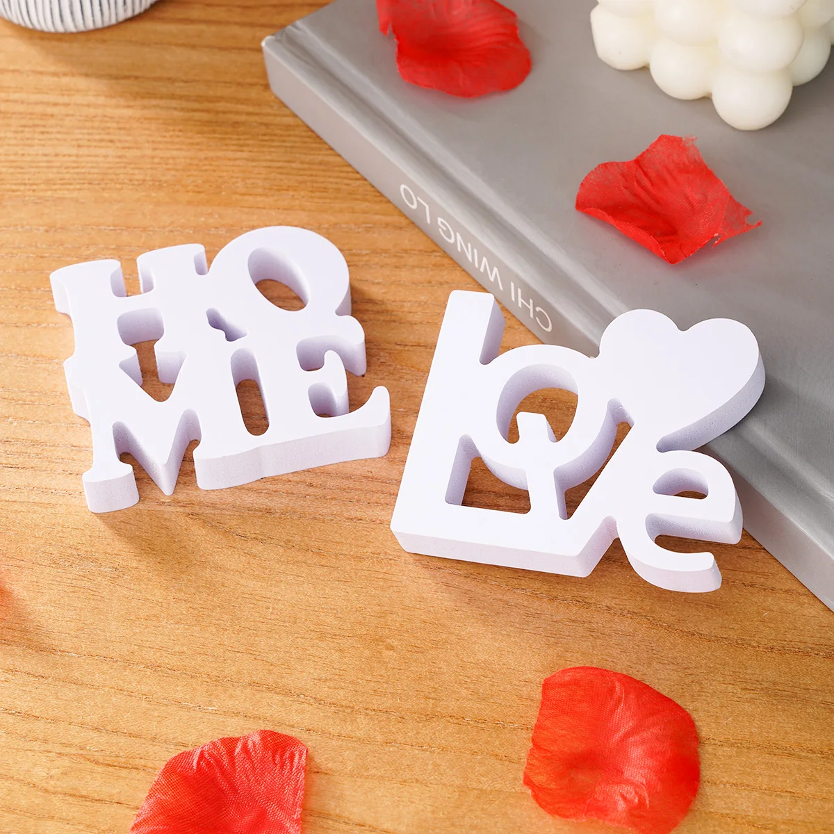 

1 шт., белая двухслойная буква LOVE/HOME в форме сердца, декоративный элемент