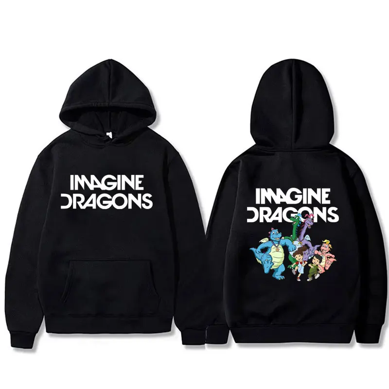 

Rock Band Imagine Dragons Cartoon Print Hoodie Loom World Tour 2025 Pullover Men Women Hip Hop Oversized Fleece Cotton Hoodies