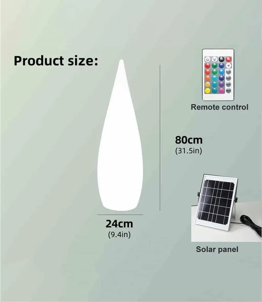 Water Drop Floor Lamp, Solar Outdoor Light, Color Changeable Outdoor Decorative Light for Garden, Courtyard, Walkway
