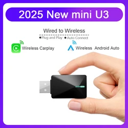 Mini U3 Wireless Carplay Smart Box Wired to Wireless Android Auto Dongle Adapter OTA upgrade wired to wireless android adapter