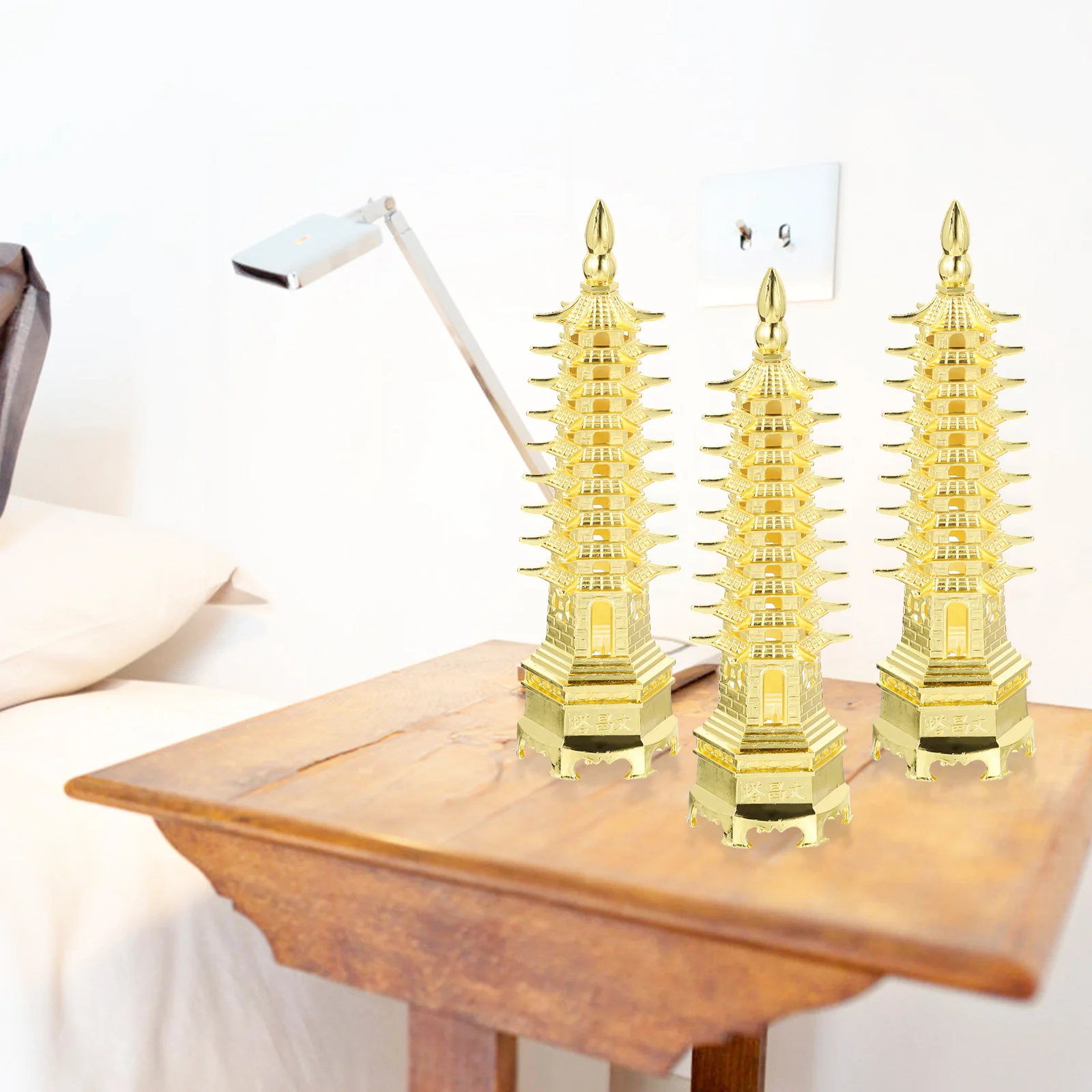 

9-Tier Wenchang Pagoda Tower Chinese Alloy Sculpture Creative Desktop Ornament Study Room Office Decoration Wenchang Pagoda