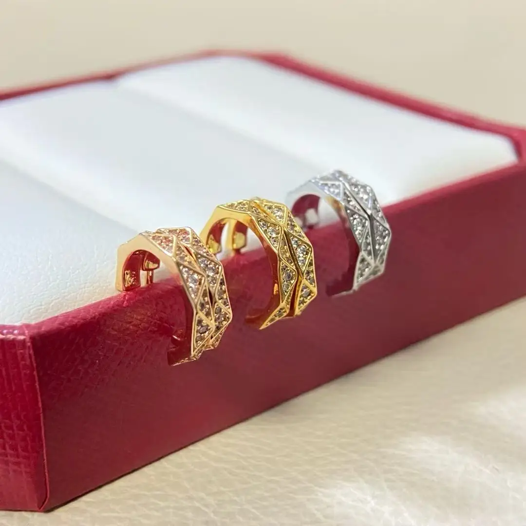 

S925 Sterling Silver Three-Dimensional Diamond inlaid Earrings Exquisite Women's Jewelry Luxurious Fashion Gifts, Holiday Gifts