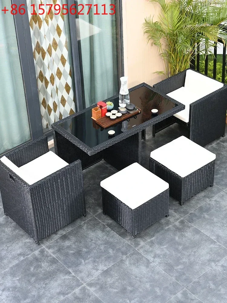 

Outdoor Courtyard Garden Villa Balcony Combination Sun Room Outdoor Rattan Furniture