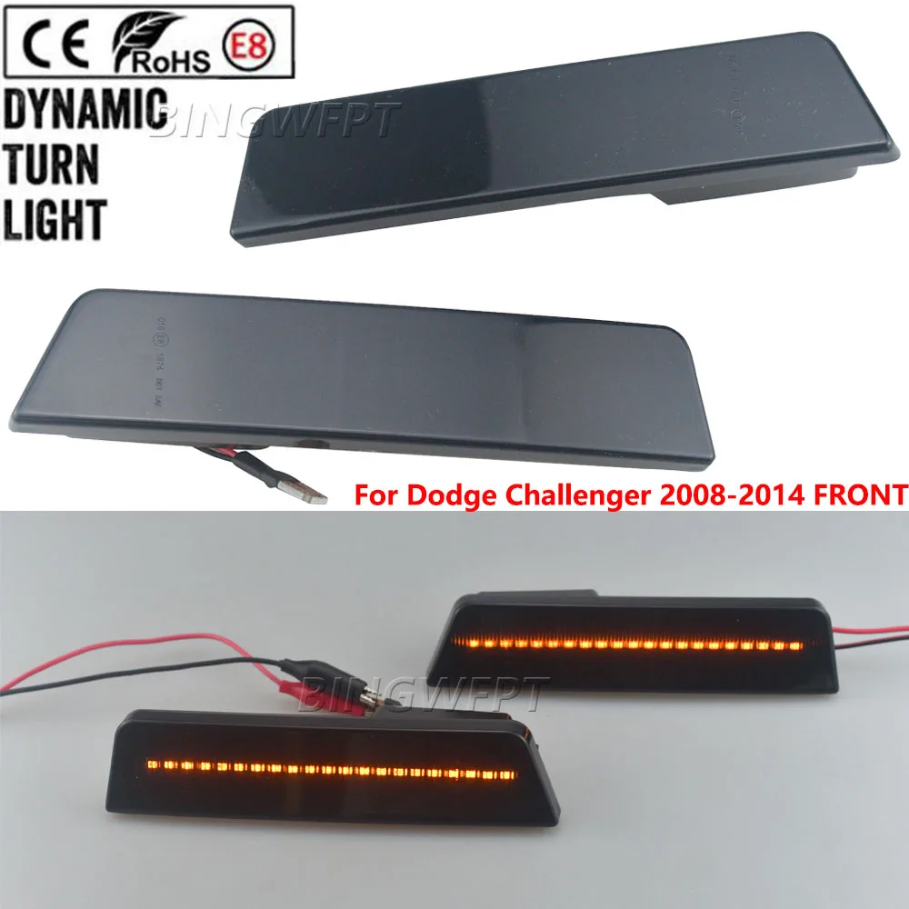 LED Dynamic Turn Signal Side Marker Sequential Light For Dodge Challenger 2008-2014 Charger 2011-14 Front Side Fender Reflector