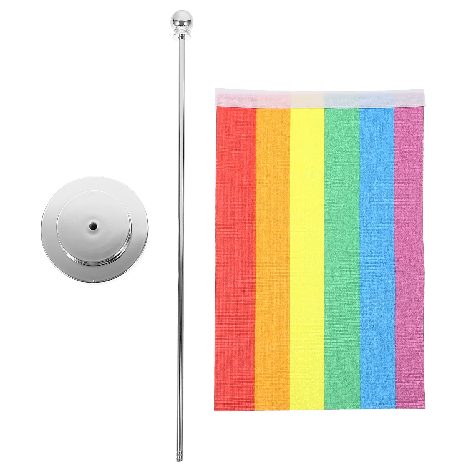 

1Set Sturdy Metal Desk Flag Stand Rainbow Pride Flags Portable Table Flags for Festival Office Home Decoration