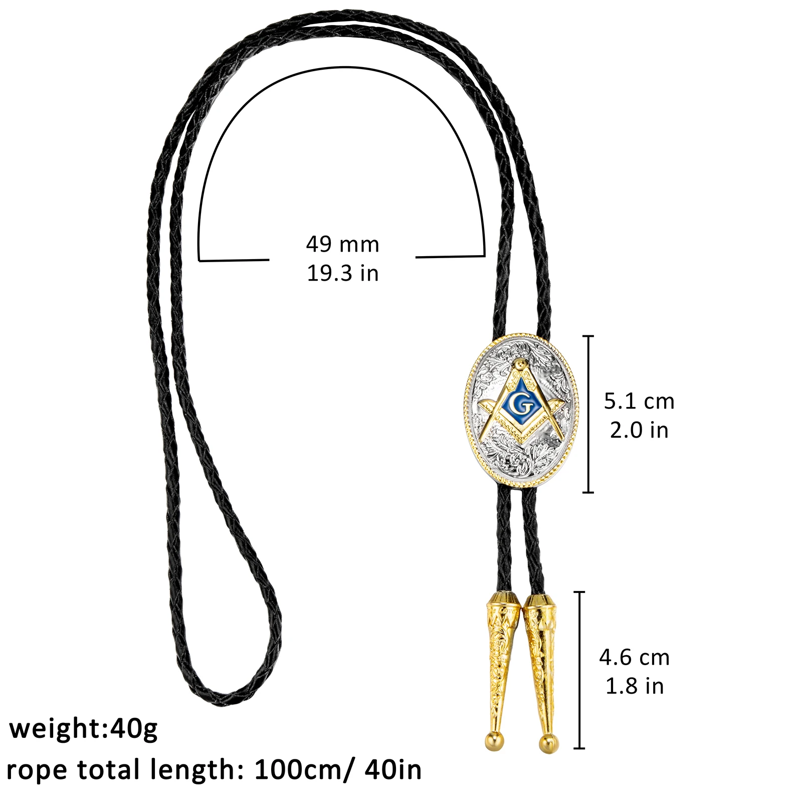 Men Masonic Bolo Tie Free and Accepted Masons Symbol Western Style Leather Rope Bolo Tie For Formal Occasion HAWSON