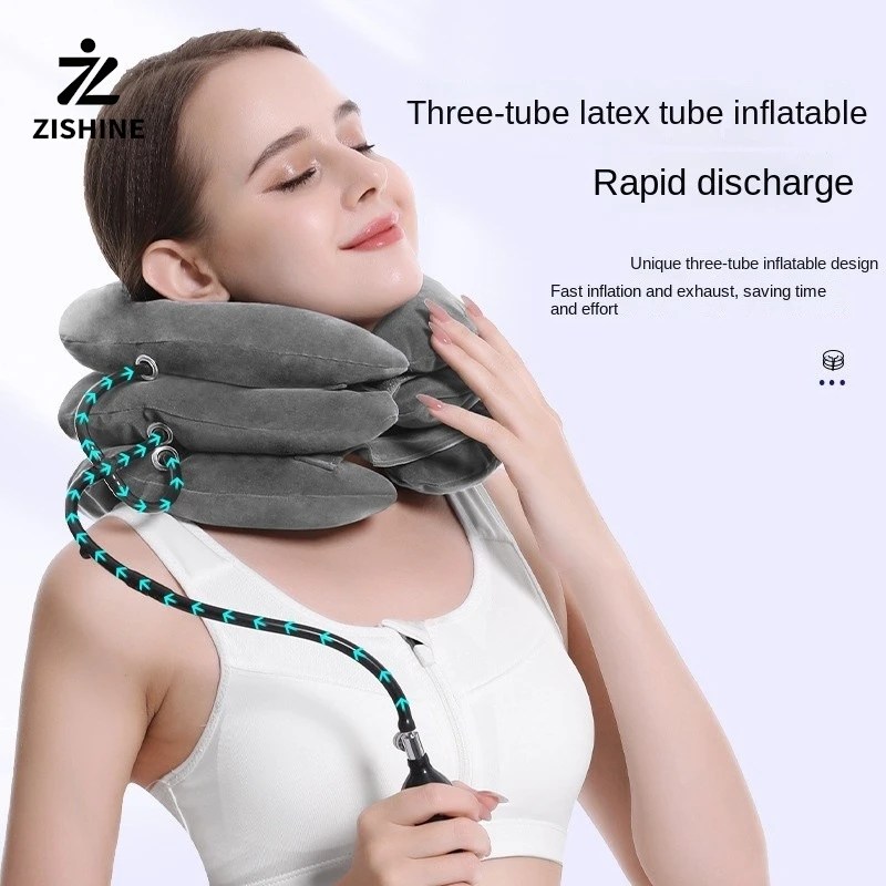 New multi-color portable neck support, adult inflatable cervical spine protector, all-velvet home health inflatable neck support