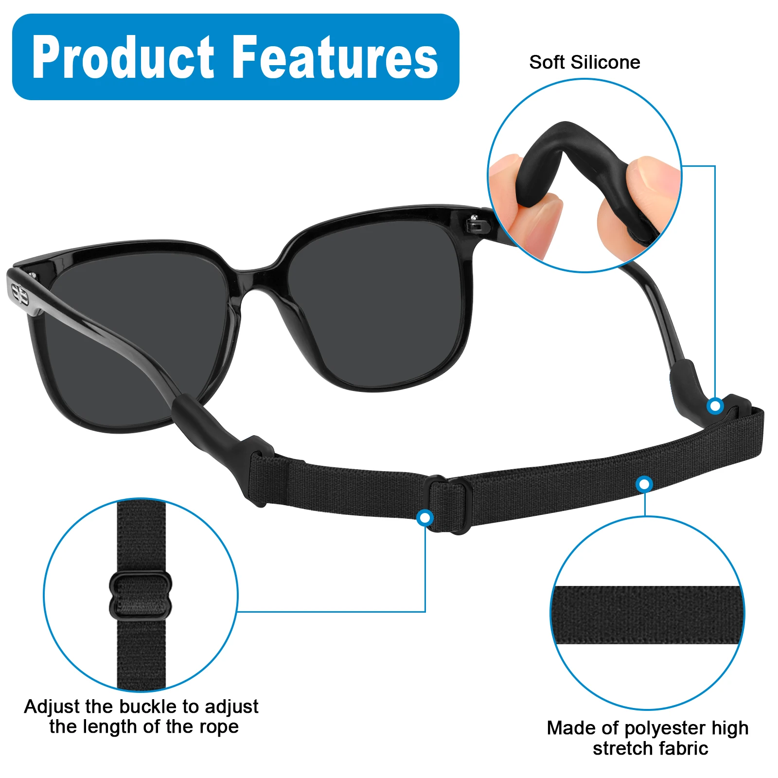 1-6pcs Eyeglass Anti-Loss Lanyard Sports Glasses Elastic Rope Chain For Kids Adult Glasses Elasticity Strap Retainer Cord Holder image 4