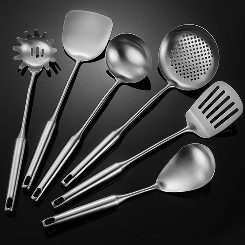 304 Stainless Steel Cooking Spatula Shovel Colander Rice Soup Spoon Thickened Anti-scald Kitchenware Cookware Accessories