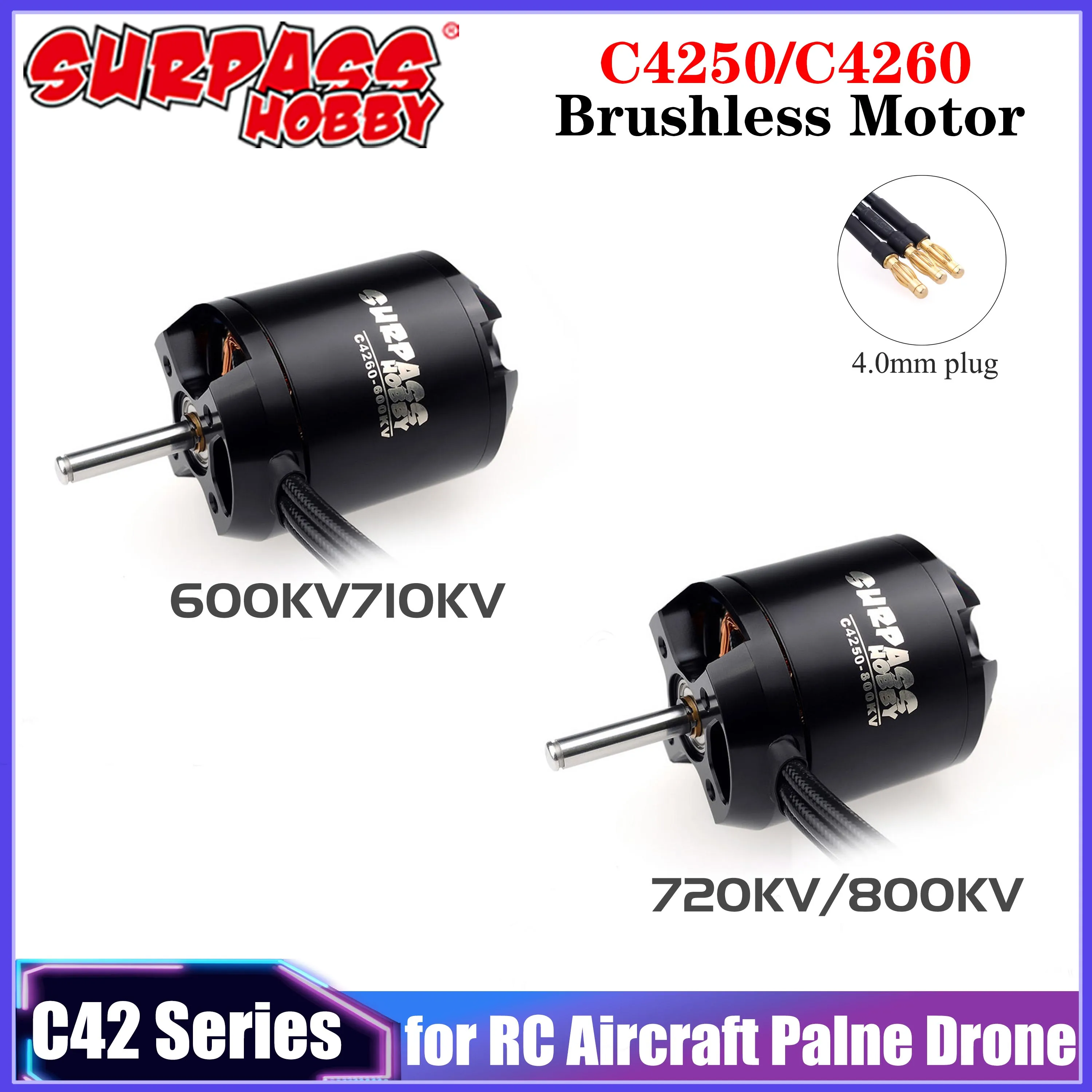 SURPASS HOBBY 4250 4260 Motore Brushless Outrunner 600KV 720KV 800KV per RC Aereo ad ala fissa Aereo FPV Drone Multicopter Parti