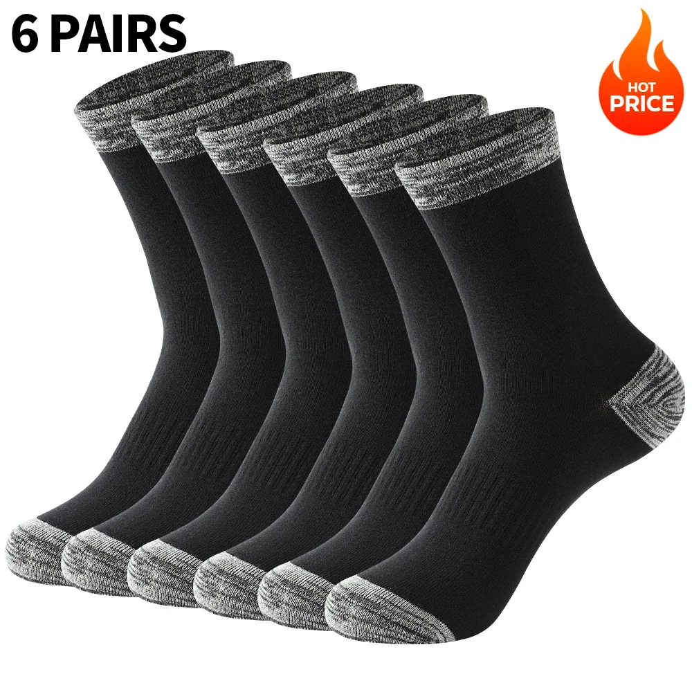 

【HOT】Men Cotton Socks New Men Socks 6 Pairs Lot High Quality Casual Run Black Sports Socks White Male Long Socks Plus Size