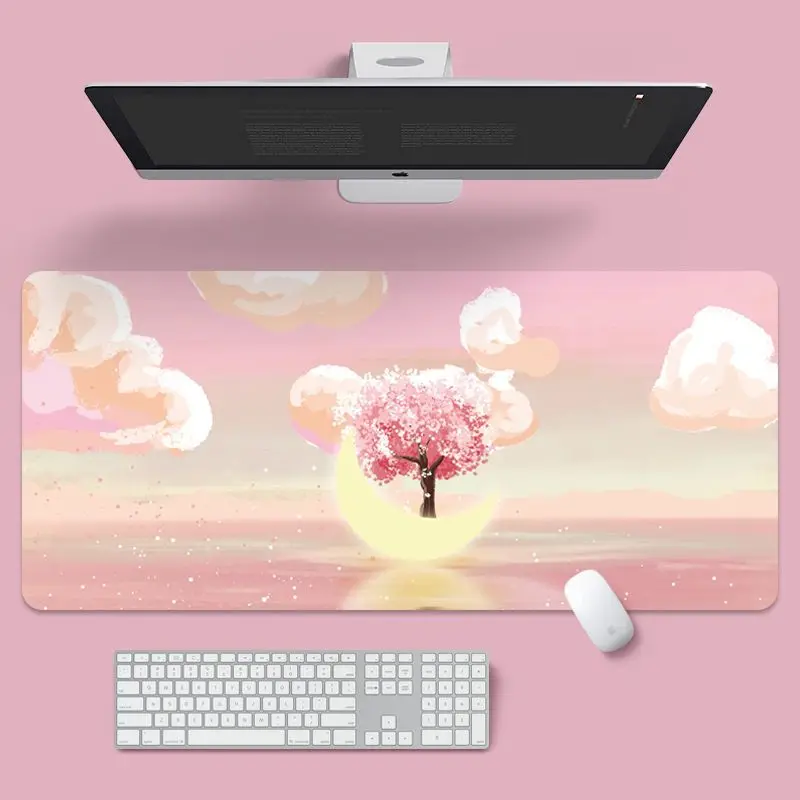 800x300x2mm Cute Keyboard Carpet Large Desk Pad Non-slip Rubber Gamer Mouse Pad Laptop Kawaii Cartoon Scenery
