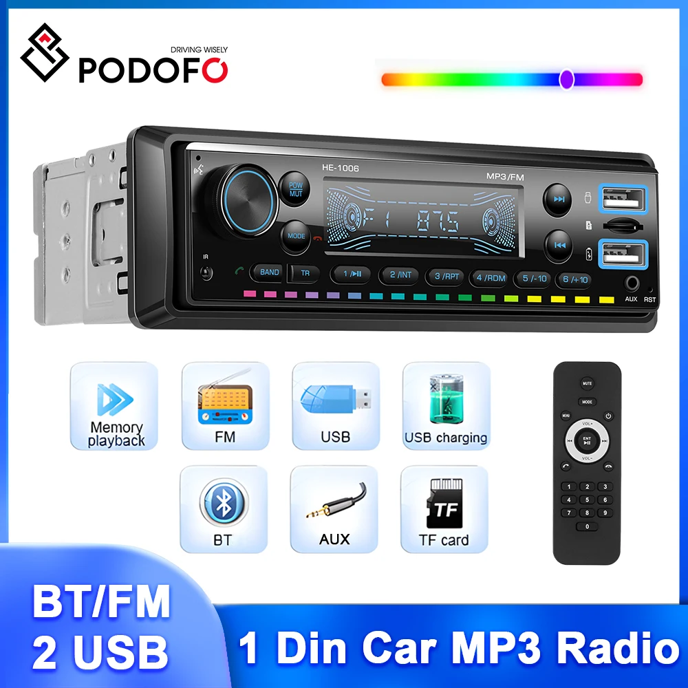 Podofo 1Din MP3 Car…