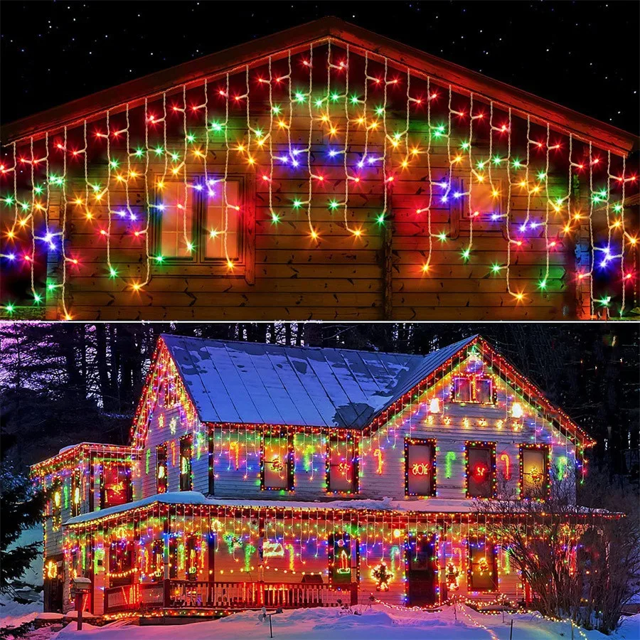 Iluminação do feriado led luzes de natal ao ar livre 4m cortina de fadas luzes da corda para festa casamento jardim beirais shopping decoração do hotel